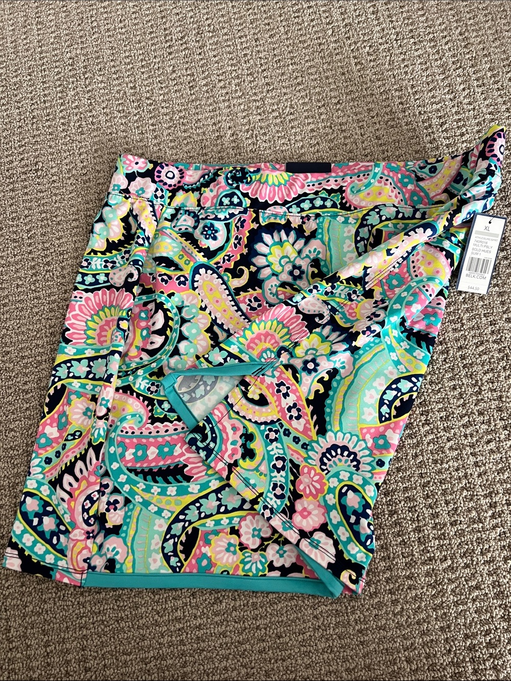 crown & ivy Paisley Wrap Skort in Teal, Pink, Navy